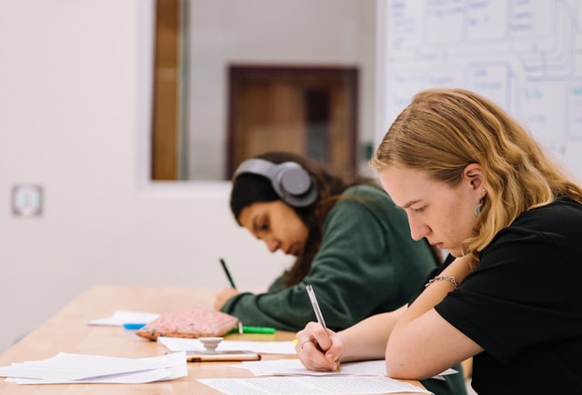 Students taking a paper test